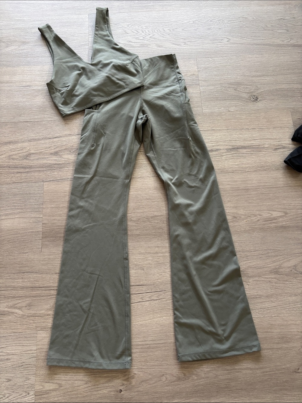 Love Tree Olive Flare High-Rise Pants